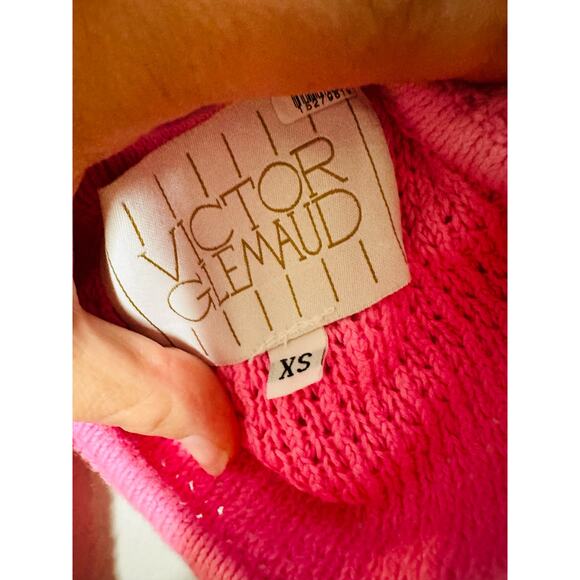 VICTOR GLEMAUD Pink Cotton Knit Middle Cutout Halter Necktie Dress size XS - Picture 10 of 11